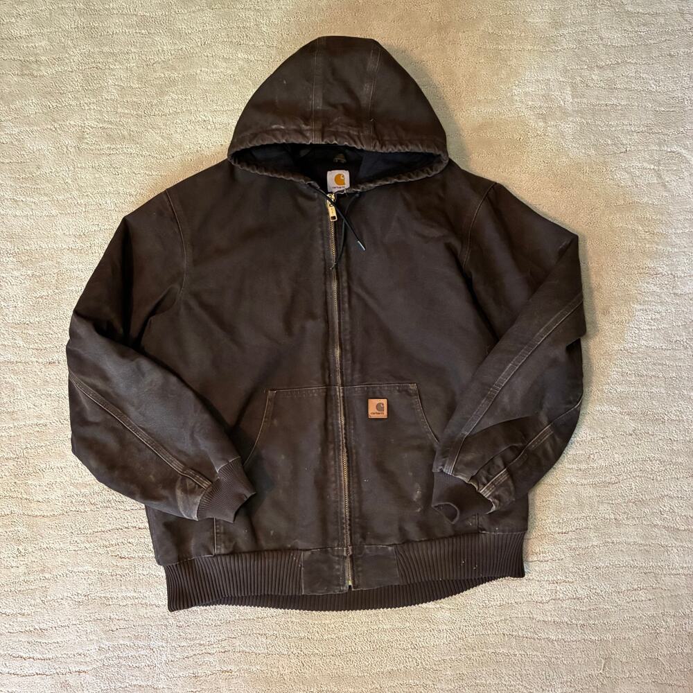 Carhartt Men XL Tall Vintage J130 DKB Chocolate Brown Duck Canvas Active Jacket